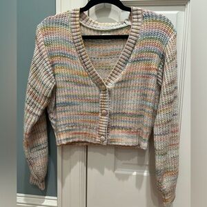 Cotton On Pastel Rainbow Striped Cropped Cardigan